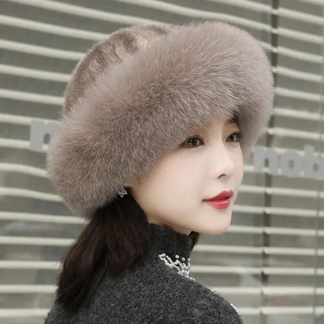 韩版进口整貂公主帽狐狸毛边女秋冬防风保暖时尚百搭