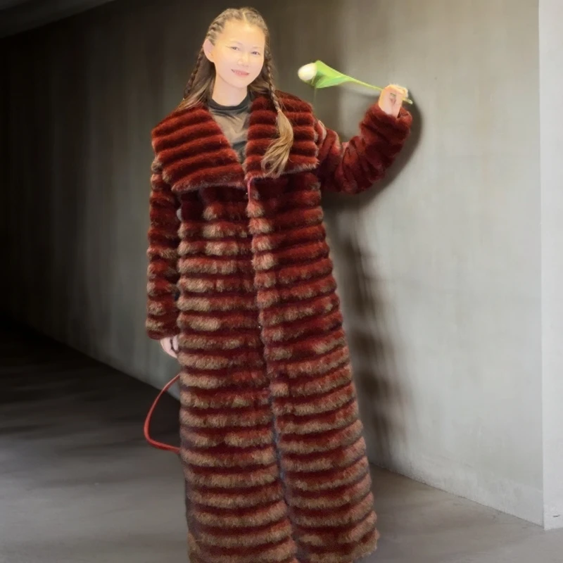 2024新款仿龙猫长款大衣高档网红网红时尚气质秋冬加厚设计师女装