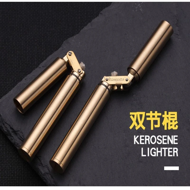 纯铜复古打火机砂轮创意双节棍迷你老款火机男士送礼怀旧个性老式