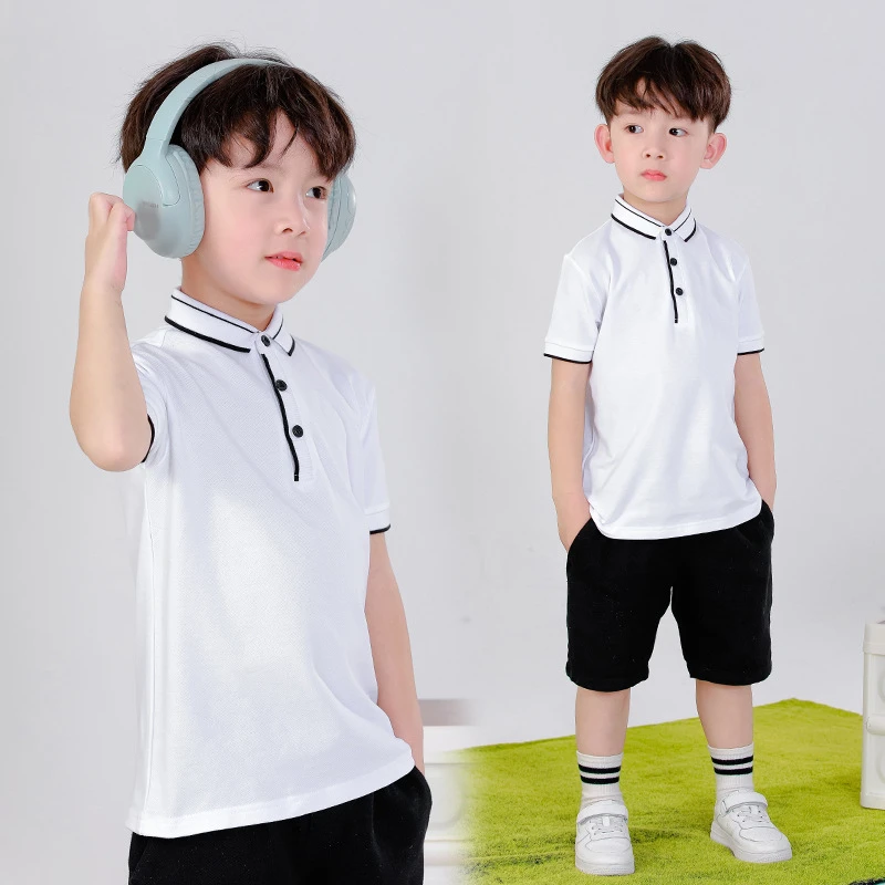 儿童夏装翻领短袖休闲夏季t恤男孩中大童半袖纯色Polo衫学生上衣