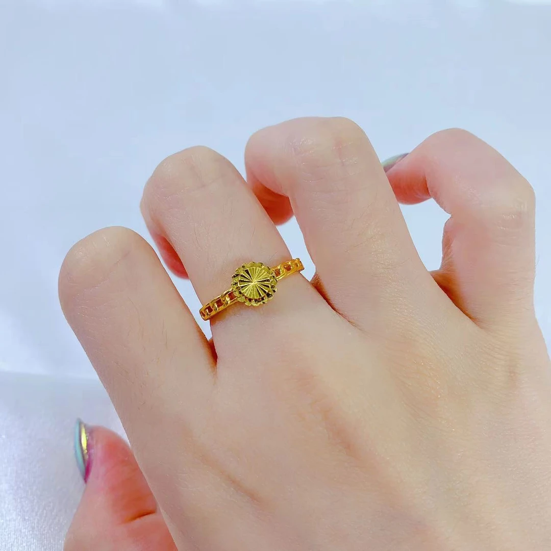 【伟新源】足金999 5G工艺 车花圆形活口戒2.58克