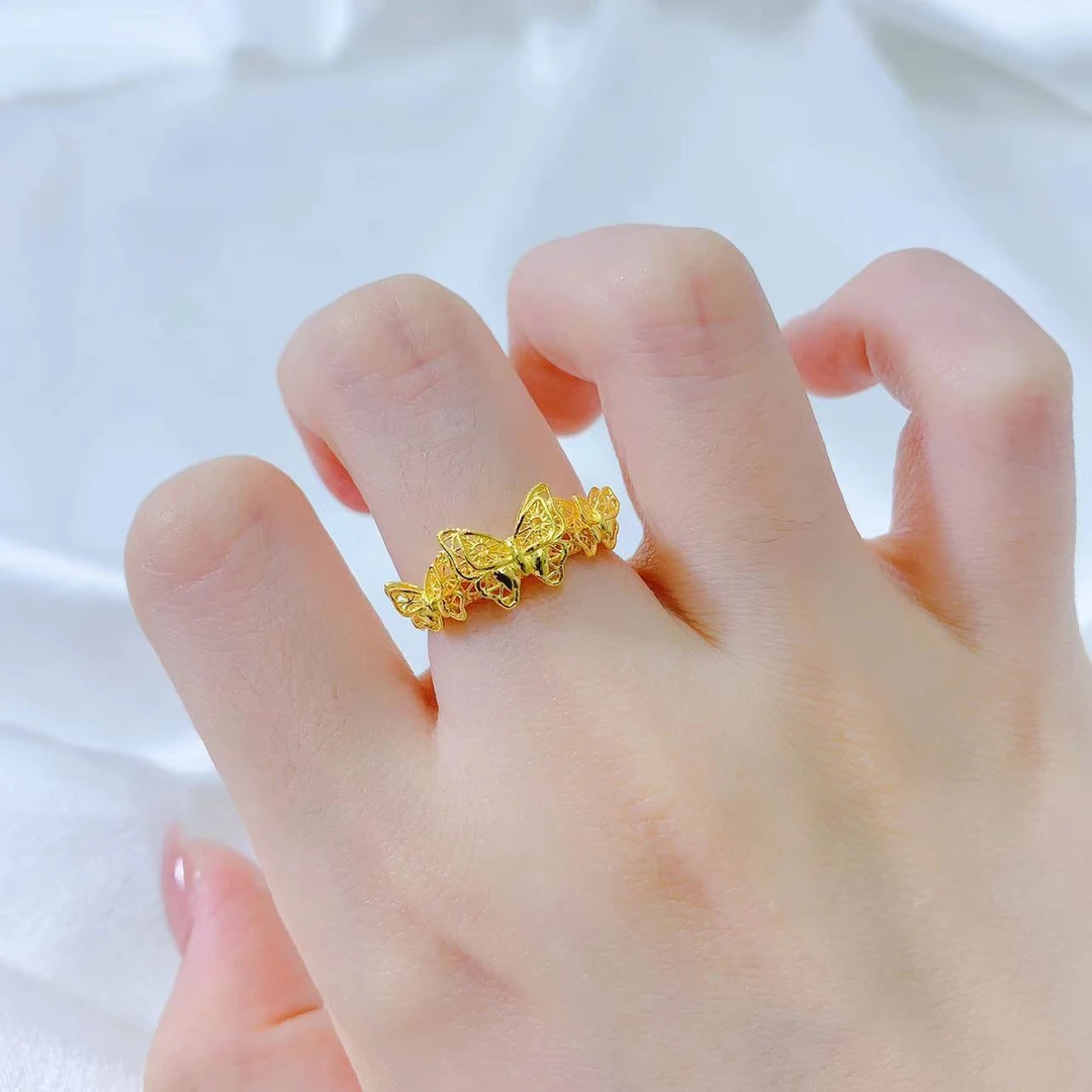 【伟新源】足金999 5G工艺 轻奢精美 三蝴蝶活口戒指3.02克