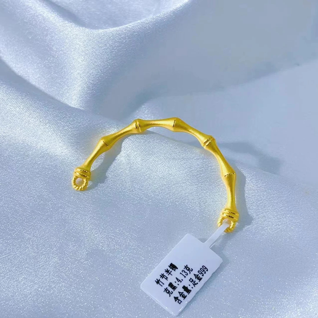【伟新源】足金999 硬金工艺  竹节半镯4.13克
