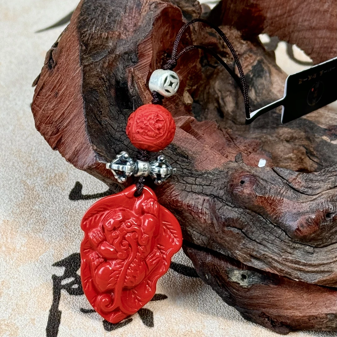 含辰砂工艺品D2729S 一叶貔貅朱砂挂件