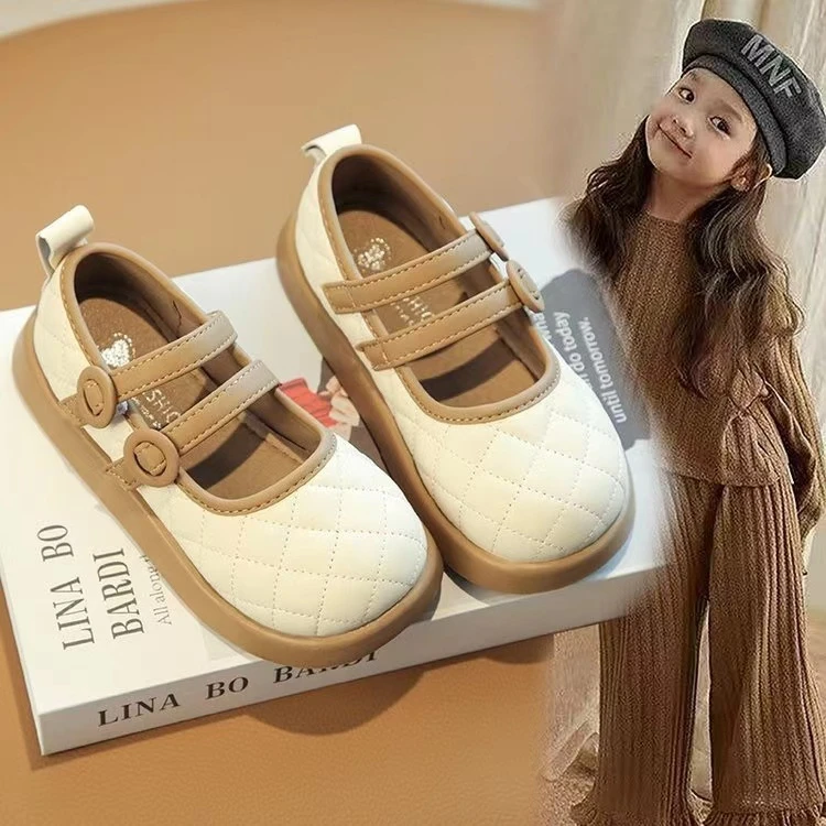 ABC女童皮鞋2025春秋季新款儿童小香风洋气玛丽珍宝宝软底豆豆鞋