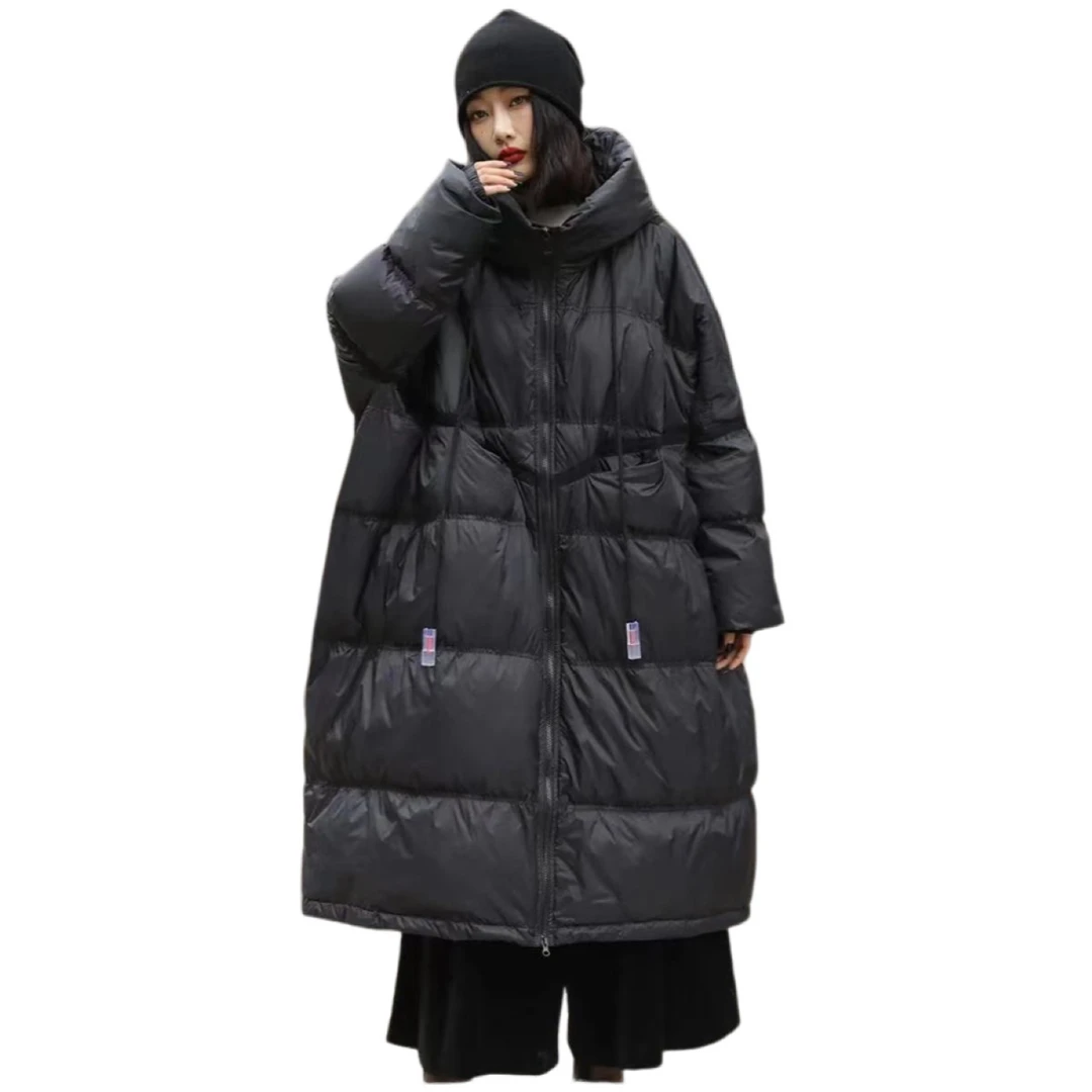 【思恩】2024新款大版时尚宽松百搭连帽长款羽绒服8819