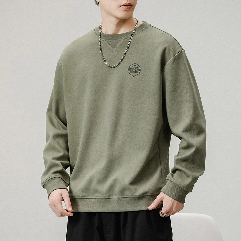 构想季2024秋季圆领重磅卫衣男士简约宽松潮流休闲长袖T恤上衣服