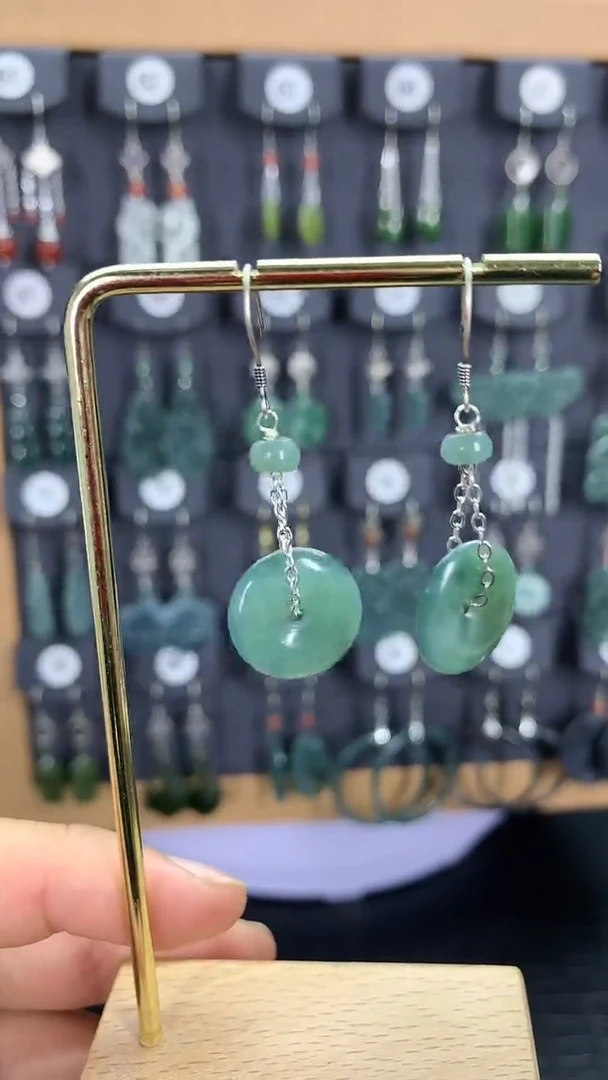 【闪购商品】翡翠耳饰银S925镶嵌1