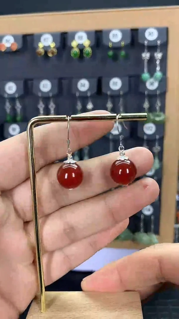 【闪购商品】玛瑙/玉髓耳钉银S925镶嵌1