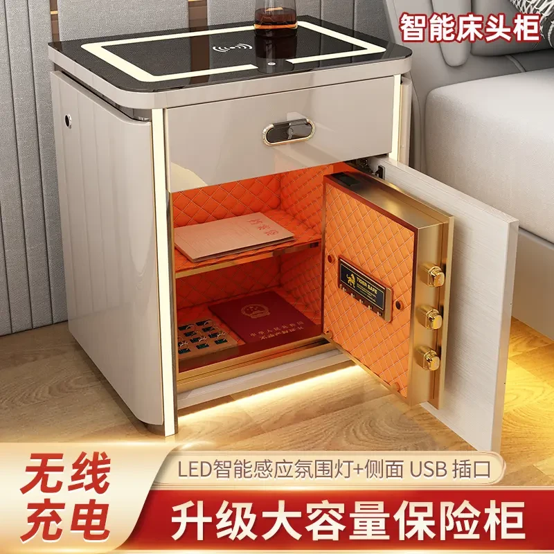 乐家智能床头柜轻奢无线充电家用大容量自动抽屉式床头收纳柜-5