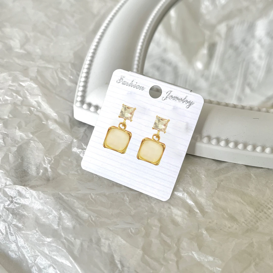 铜合金亚克力耳饰 925银针【14号】几何方块耳钉女小众设计感耳饰