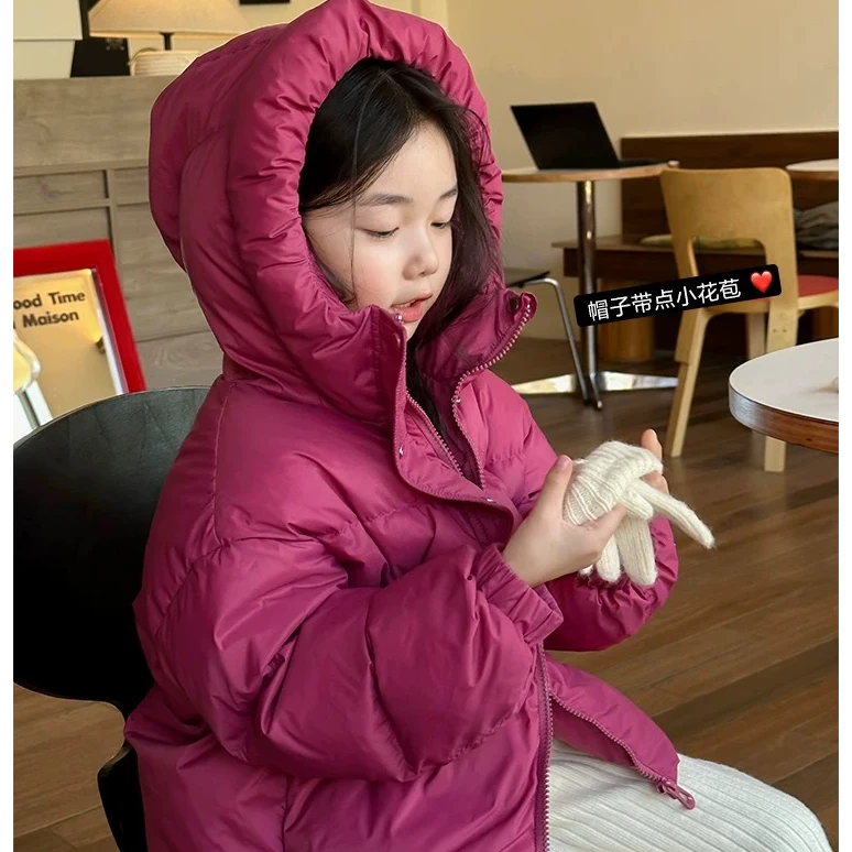 儿童白鸭绒羽绒服男女童面包服中小大童加厚韩版洋气短款外套冬季