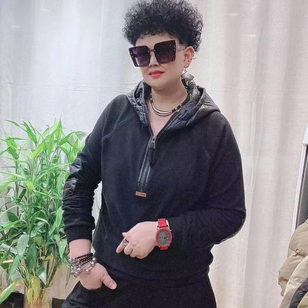 个性时尚韩版纯色长袖宽松带帽德绒打底衫