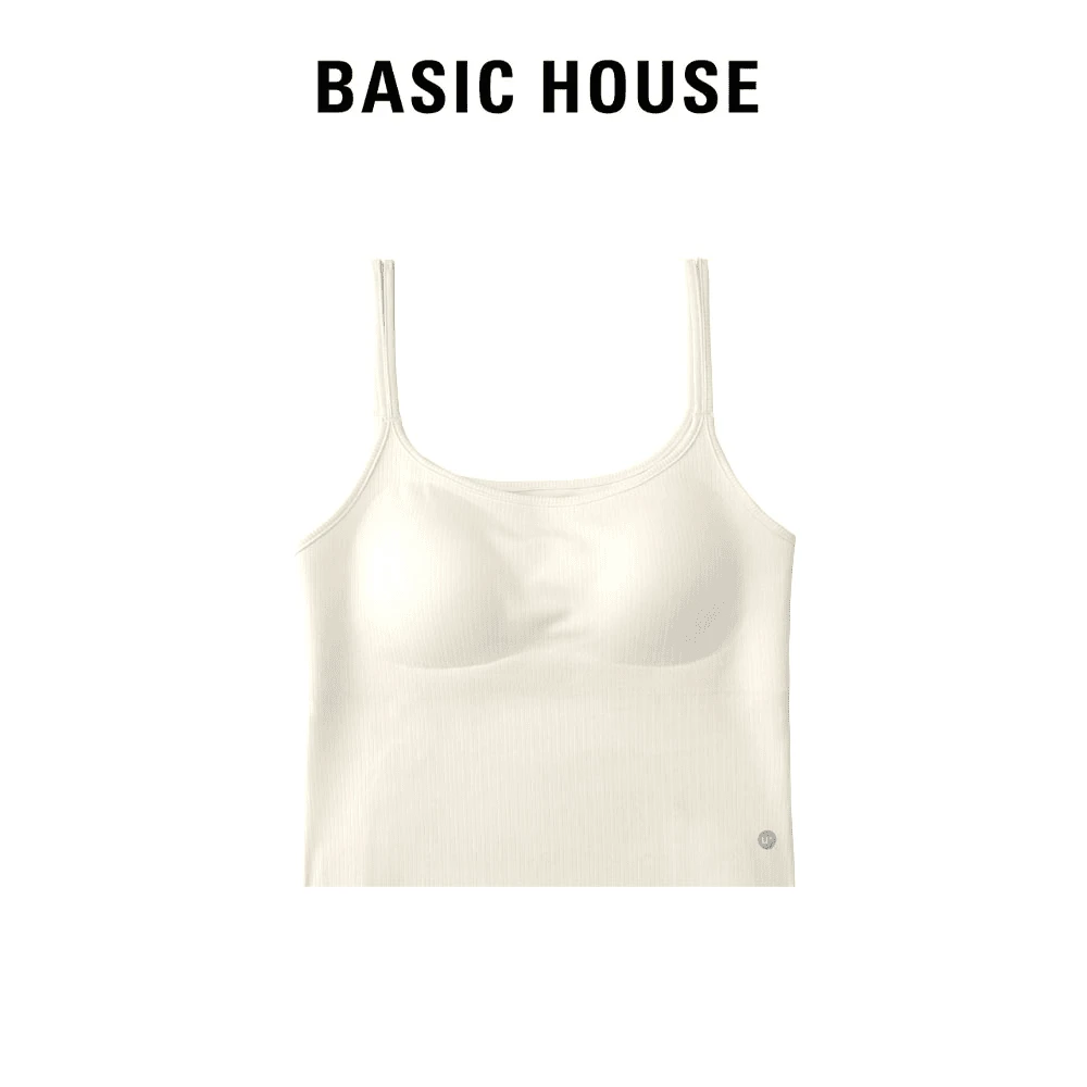 Basic House/百家好2025春季新款女士百搭休闲纯色防走光吊带内搭