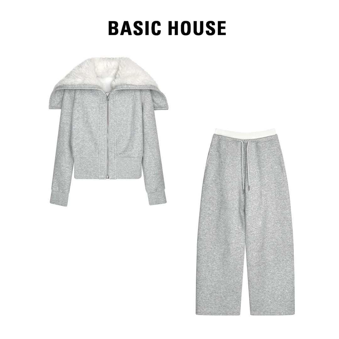 Basic House/百家好新款韩系加绒加厚休闲运动时尚两件套装337