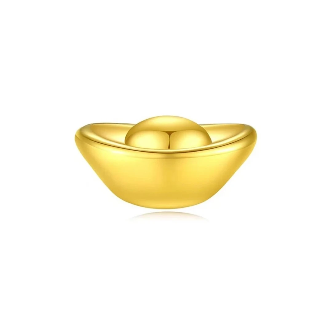 足金金元宝带钢印赠石榴石可diy戒指 支持验货xf