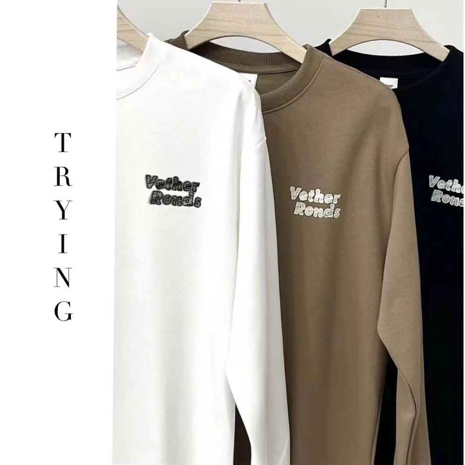 Trying 2025春款时尚潮流印花微阔长袖秋季男上衣