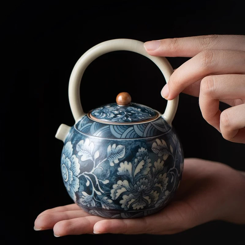 民厝 青花汝窑茶壶一人用泡茶不烫手家用陶瓷功夫茶具单壶汲泉壶