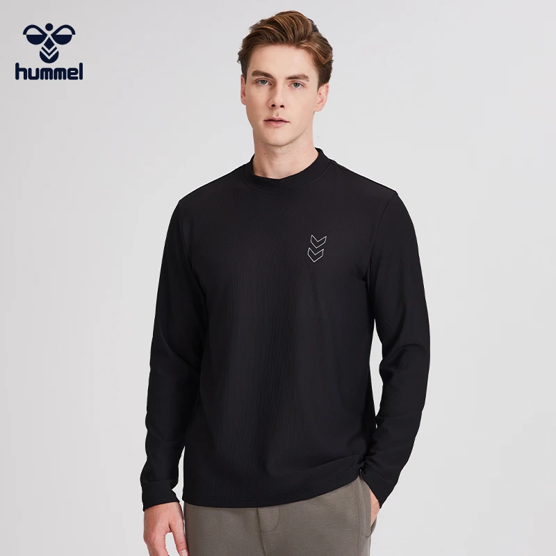 HUMMEL秋冬长袖t恤男士圆领针织宽松舒适运动休闲打底衫男款