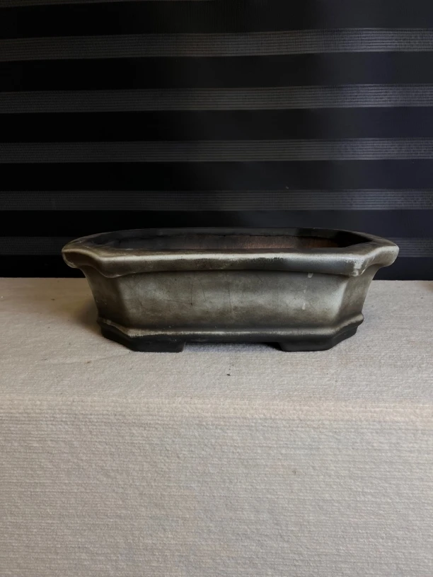 水明盆白交趾老釉盆，长方切角行山素面盆，规格50*42*15