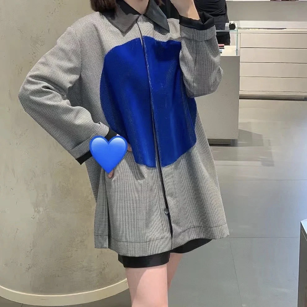 3199/99新 Loewe 罗意威 羊皮革千鸟格外套 34码 公价1.89w