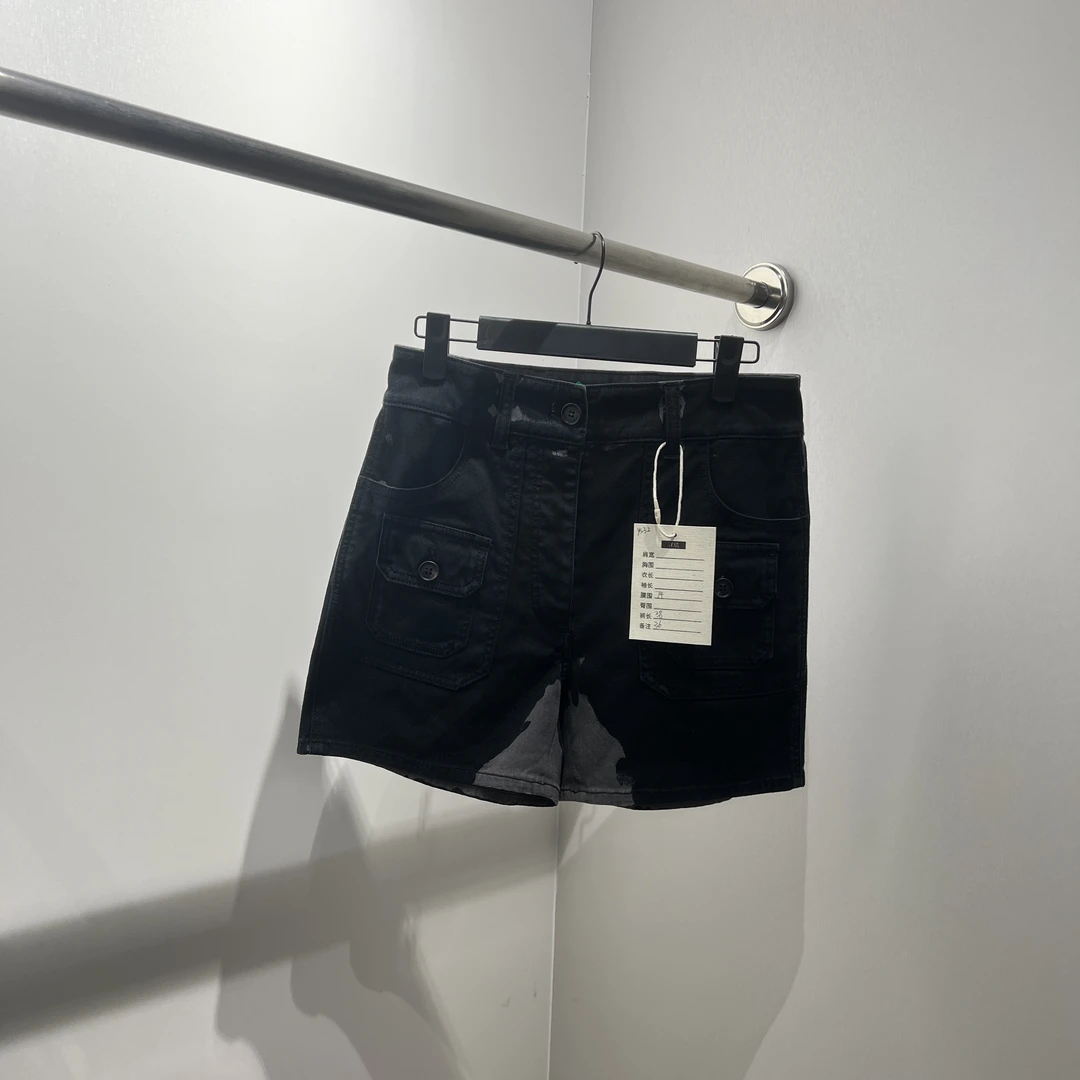 Prada/普拉达 ys32 99新 三角标标语牛仔短裤 36码 公价8k