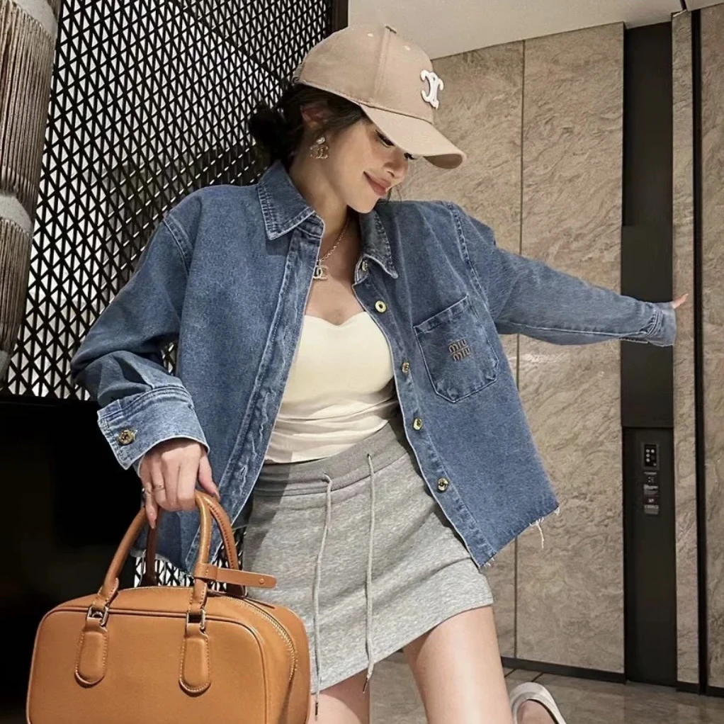 MiuMiu/缪缪 准新带吊 ww006 23FW单排扣logo牛仔夹克 36码公价2w