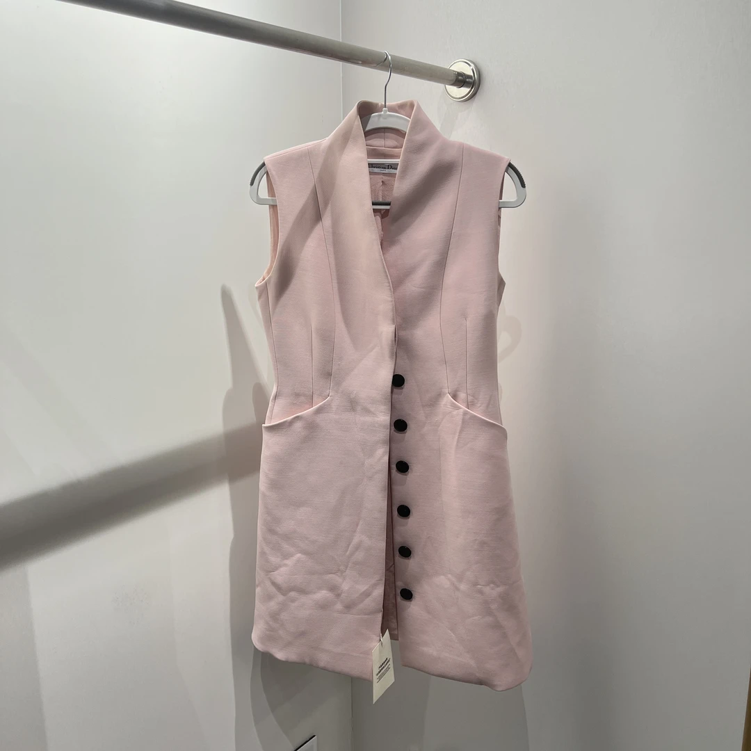 dior/迪奥 wn57 99新 纯色单排扣无袖长款外套 38码 公价1.6w