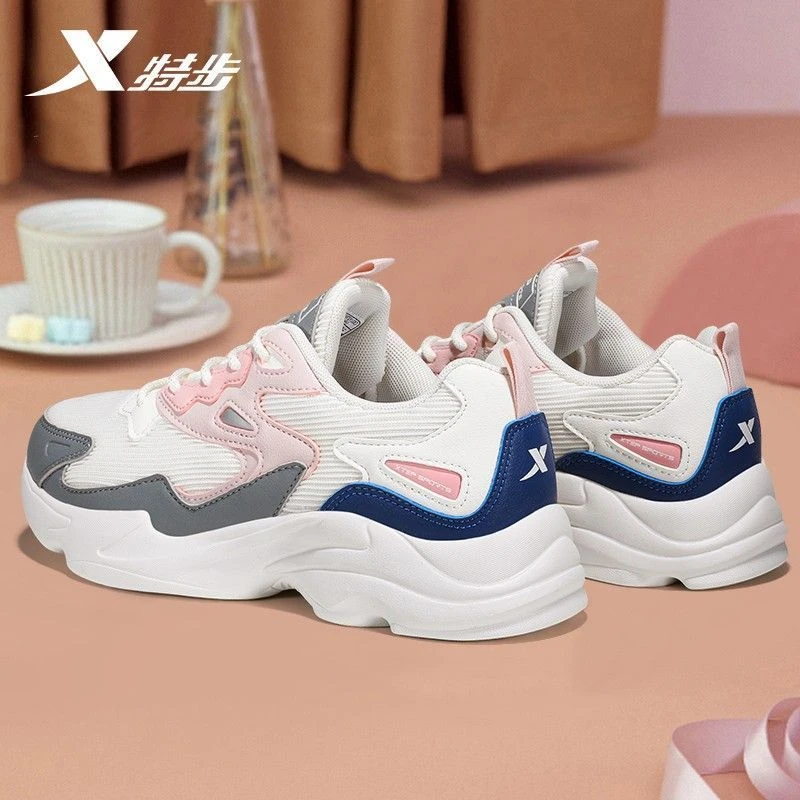 特步女鞋运动鞋女夏季新款防滑跑步鞋软底老爹鞋ins潮轻便休闲鞋】