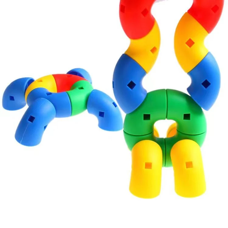 百变弯管旋转动手益智拼插拼搭动手能力乐高小颗粒积木专注搭建