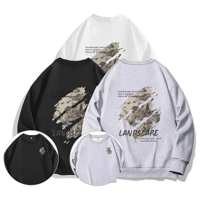 2024男女同款秋冬印花卫衣春秋长袖休闲情侣宽松潮流圆领YG-024