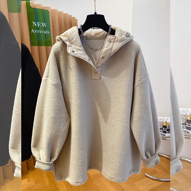 秋冬高级感连帽卫衣女秋冬款保暖时尚宽松百搭好看卫衣女胖mm潮流
