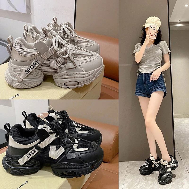 35-43码 大码女鞋老爹鞋ins潮新款增高小个子松糕厚底运动休闲鞋