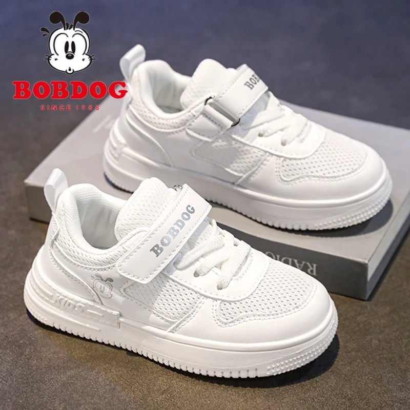 巴布豆男童鞋小白鞋2025夏季新款儿童网面透气运动板鞋小学生女童