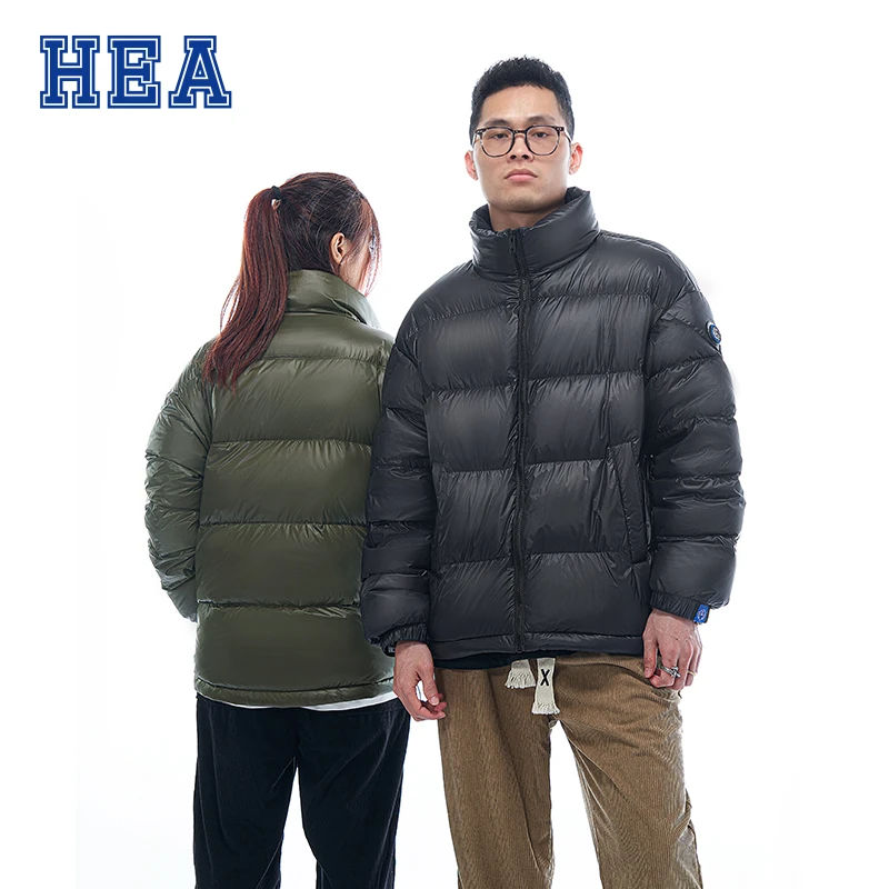 HEA冬季国潮简约休闲外套羽绒服宽松立领保暖时尚潮流羽绒外套