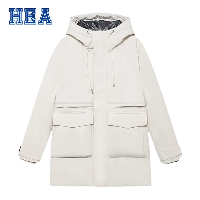 HEA国潮冬季百搭街头休闲时尚防风保暖中长款加厚羽绒服外套情侣