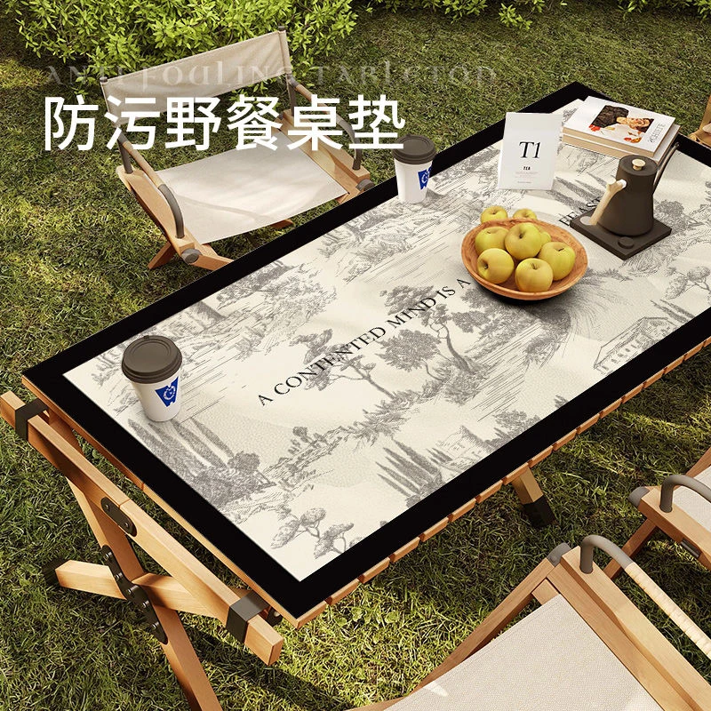 美式高级感蛋卷桌桌垫防水防油防晒摆摊桌布户外露营折叠野餐台垫