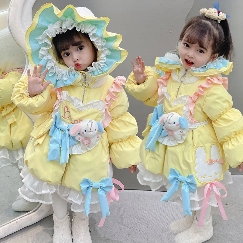 洛丽塔女童棉服萝莉女孩冬装2023新款洋气宝宝公主礼服加厚