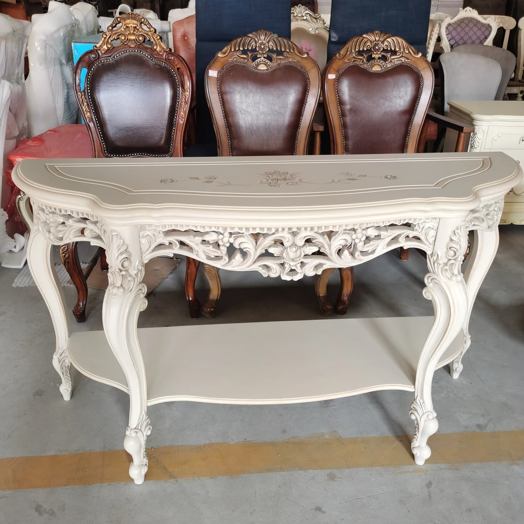 欧式实木雕花做旧客厅餐厅手绘装饰台玄关台