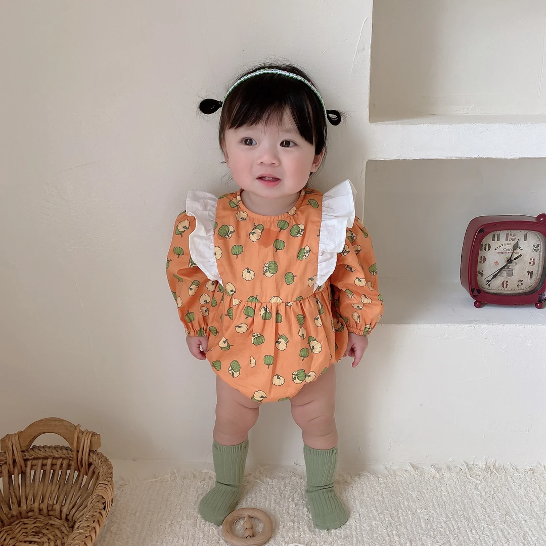 CP6343 婴儿连体衣韩版女宝宝卡通图案花边包屁哈衣爬爬服