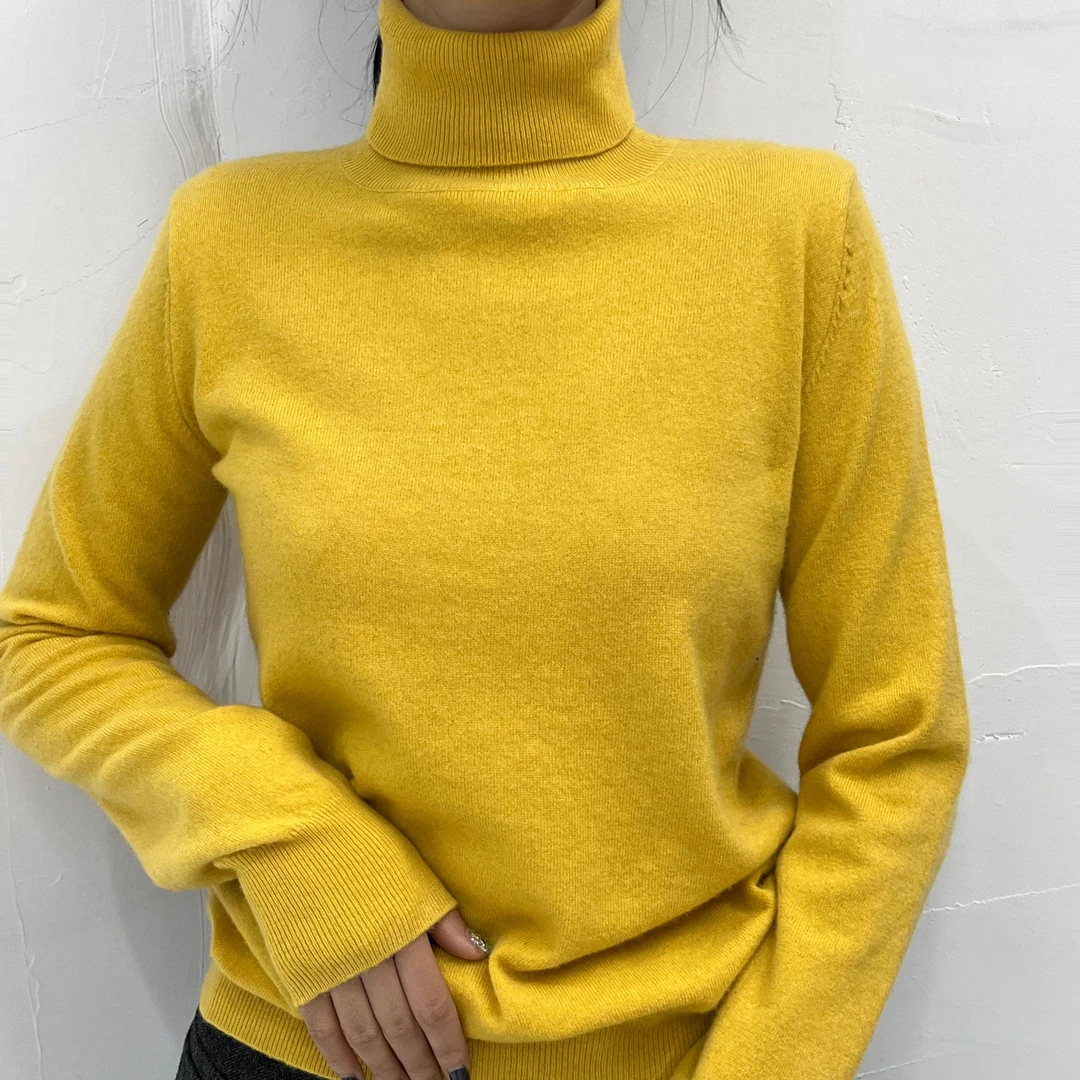 秋冬百搭高领长袖显瘦纯色羊绒气质打底衫