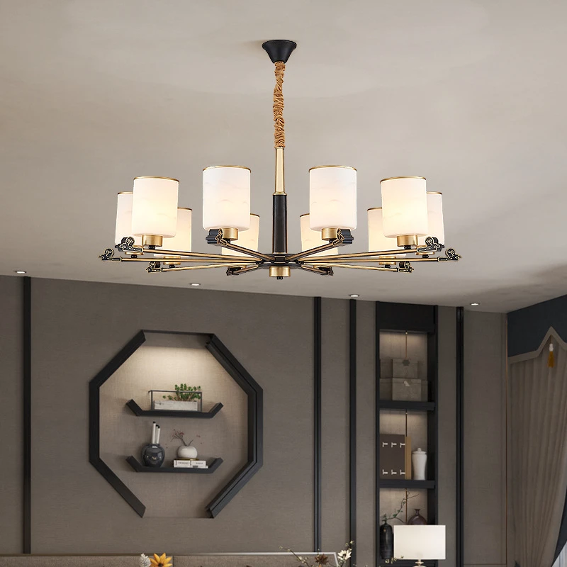 新中式客厅吊灯古典中空三四层跳层高挑别墅复式楼大吊灯餐厅灯饰