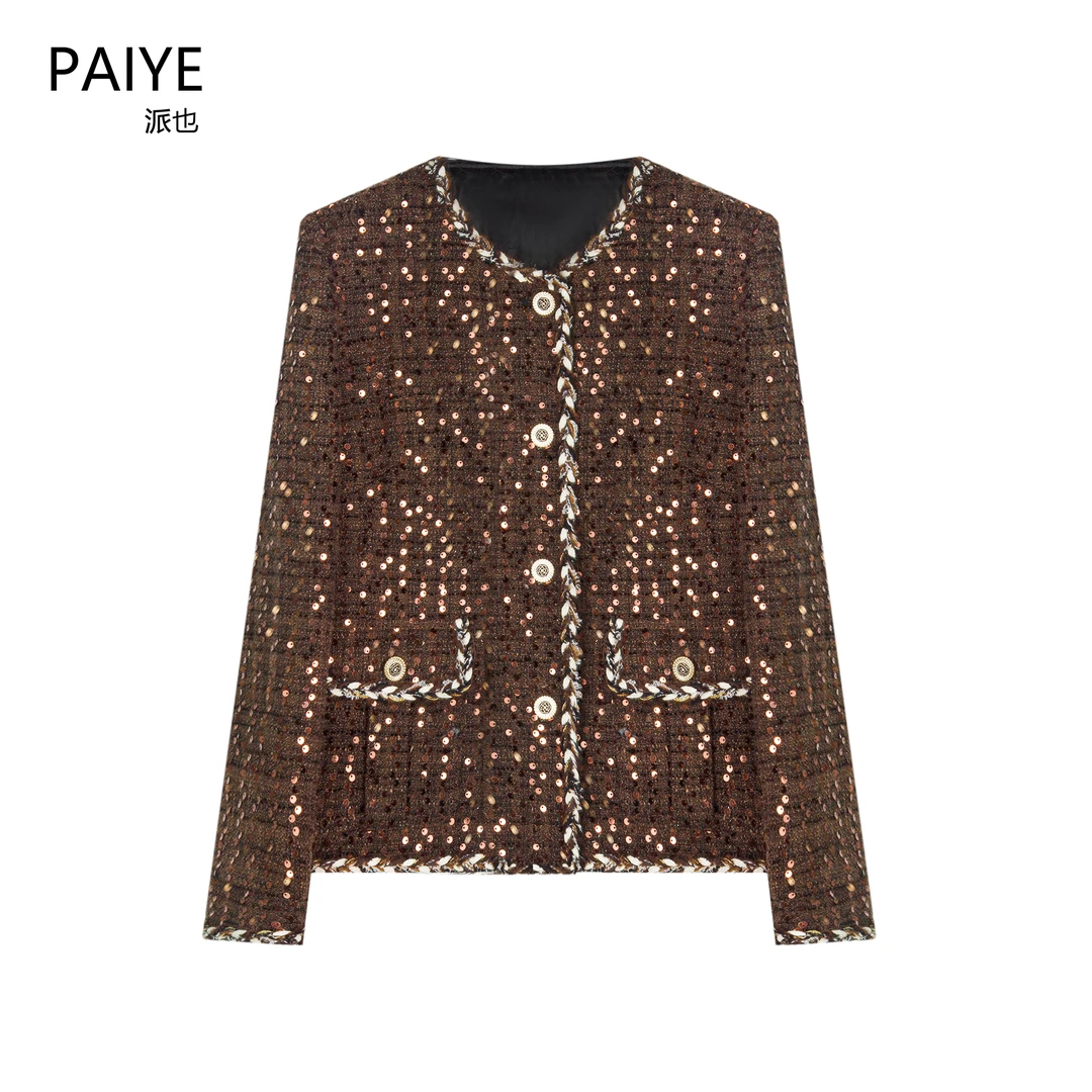 小香风外套女短款秋冬新款亮片高级感粗花呢名媛气质外套女A75899