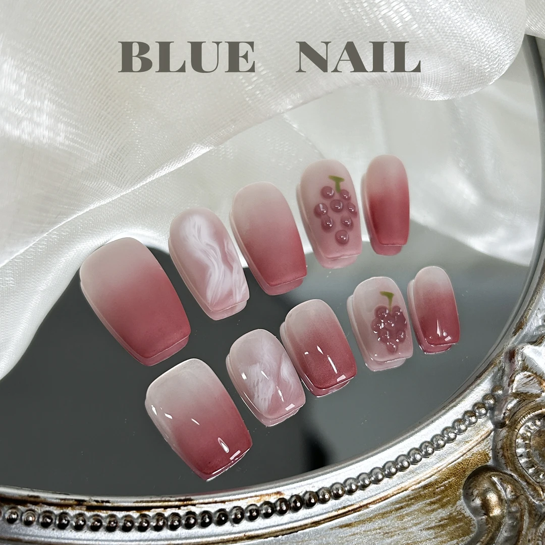 【葡萄冰】-BLUENAIL-手工穿戴甲可反复穿戴捏胶夏季个性趣味显白款