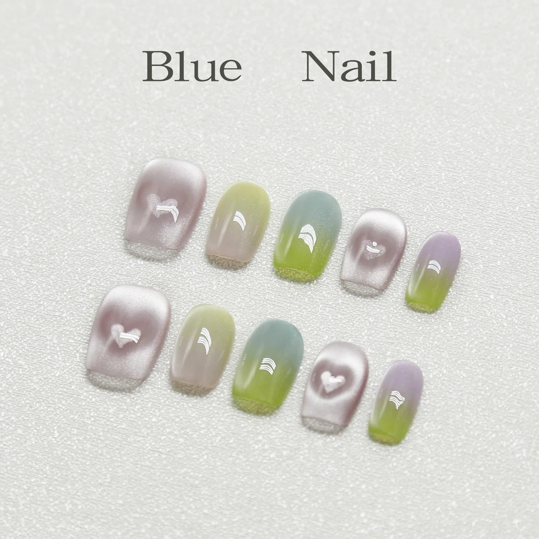 【情书】-BLUENAIL-手工穿戴甲可反复穿戴夏季缤纷多巴胺爱心追光