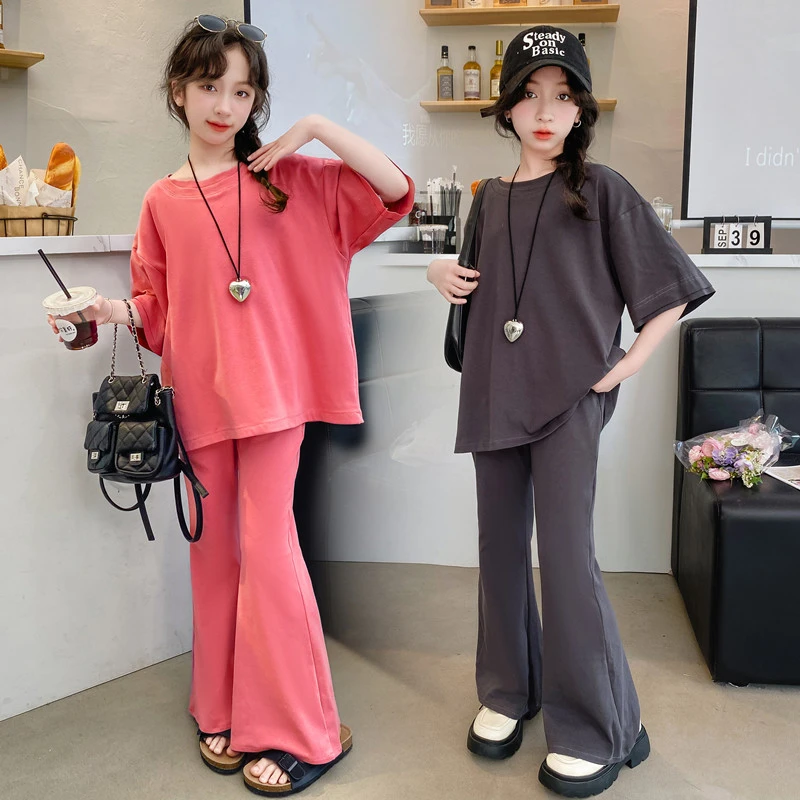 女童夏装套装2024新款爆款6-12岁15岁中大童装洋气休闲时尚两件套