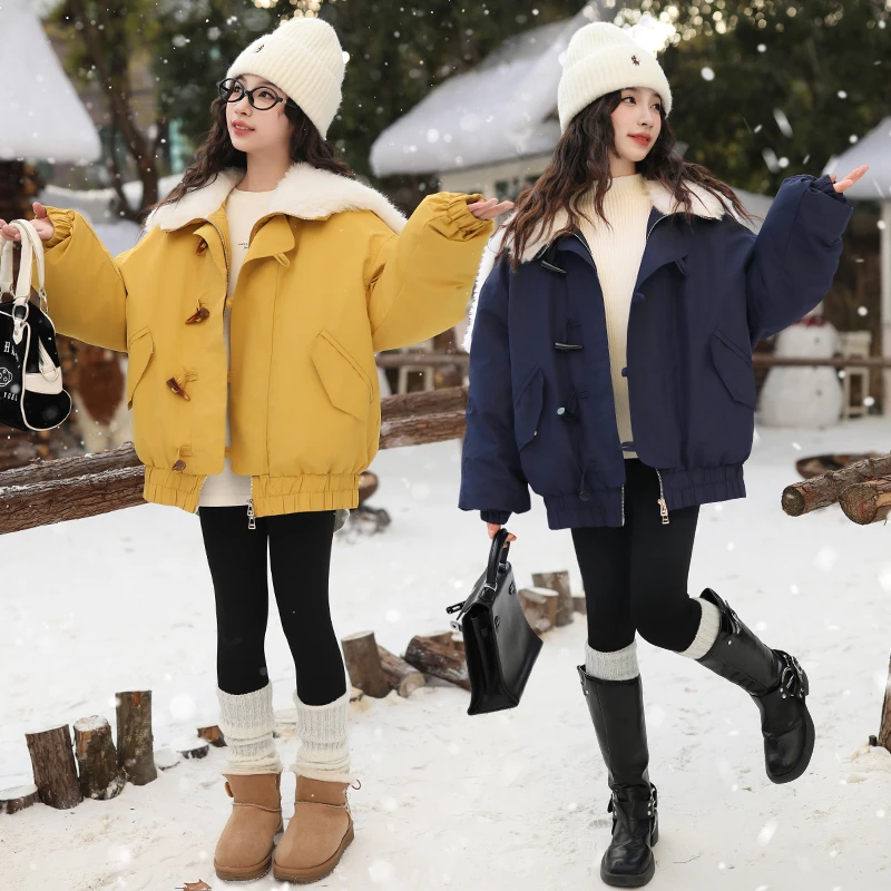 女童棉衣外套加厚2024新款6-12岁15岁休闲洋气中大童宽松冬季棉服