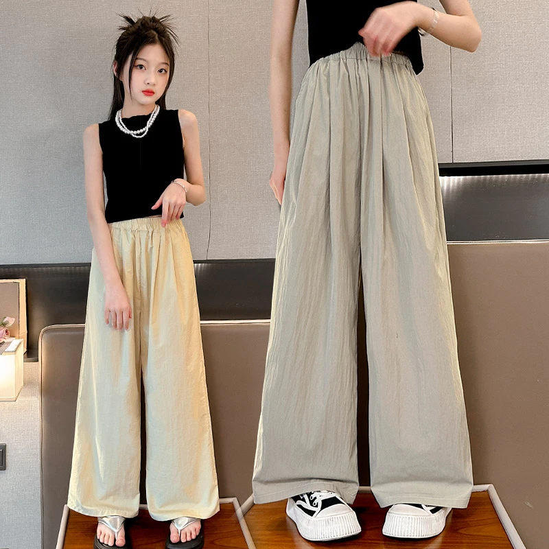 女童裤子夏季薄款洋气6-12岁15岁中大童装2024新款休闲阔腿山本裤