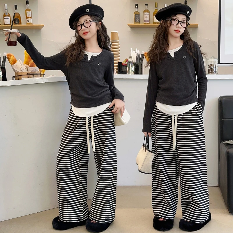 女童春秋套装2024新款6-12岁15岁中大童装洋气潮流女孩休闲两件套