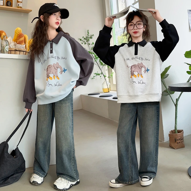 女童秋季套装2024新款6-12岁15岁中大儿童装洋气潮流休闲运动衣服